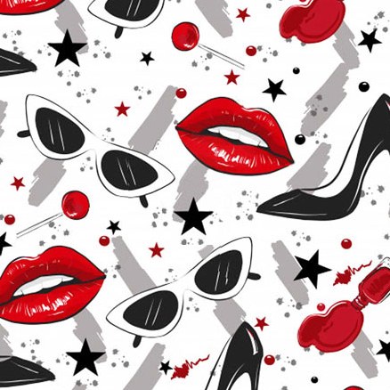 چرم مصنوعی طرح لوازم آرایش سایز 50 در 70 سانتیمتر