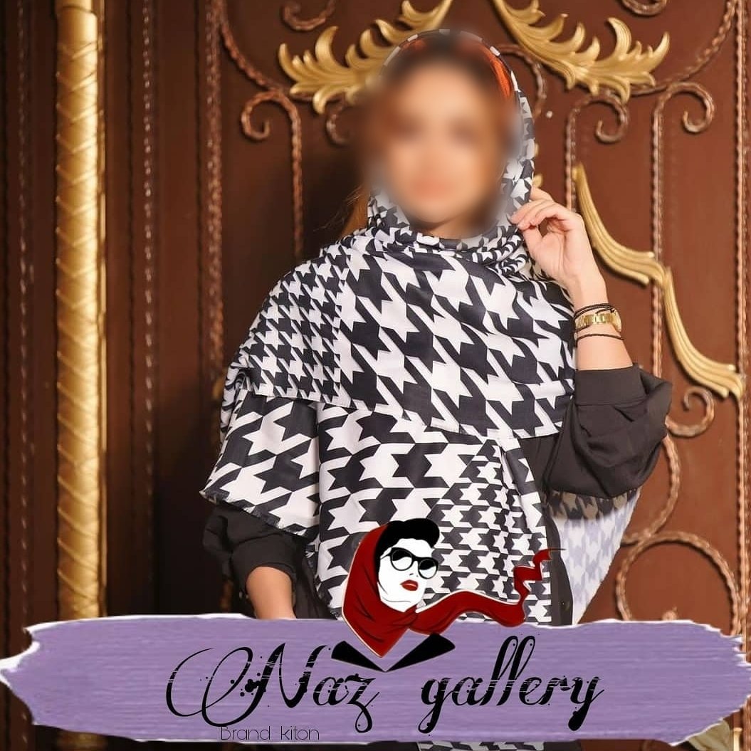 روسری نخی سفید مشکی