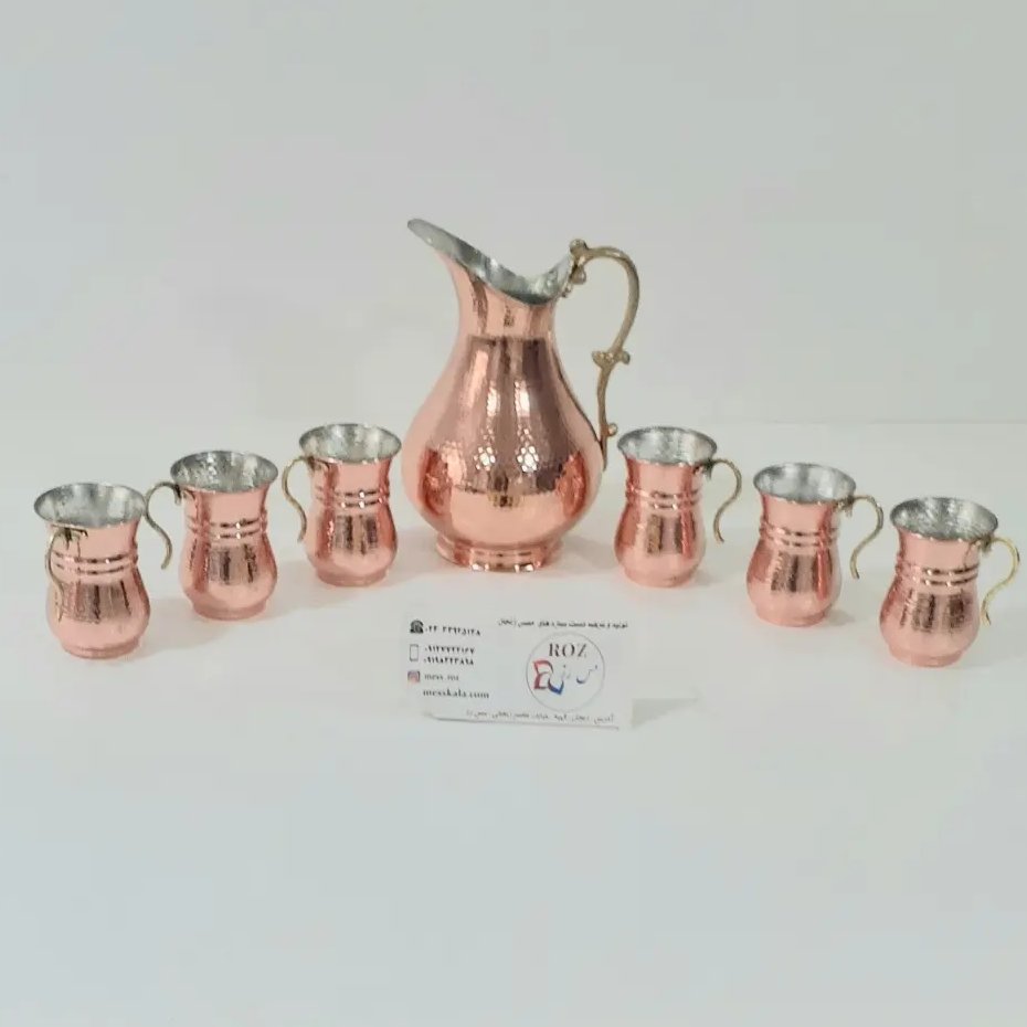 پارچ و لیوان مسی ، ( 6 تا لیوان یک پارچ) مدل ترک ارسال رایگان