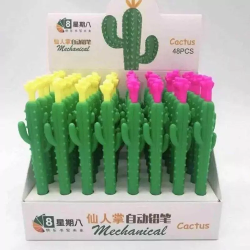 اتود کاکتوس با 2 رنگ گل صورتی و زرد 5دهم