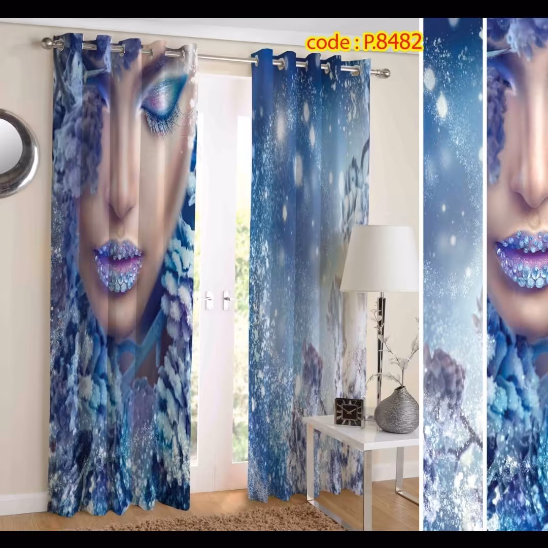 پرده اتاق خواب دخترانه دو قواره طرح رخ کد P8482