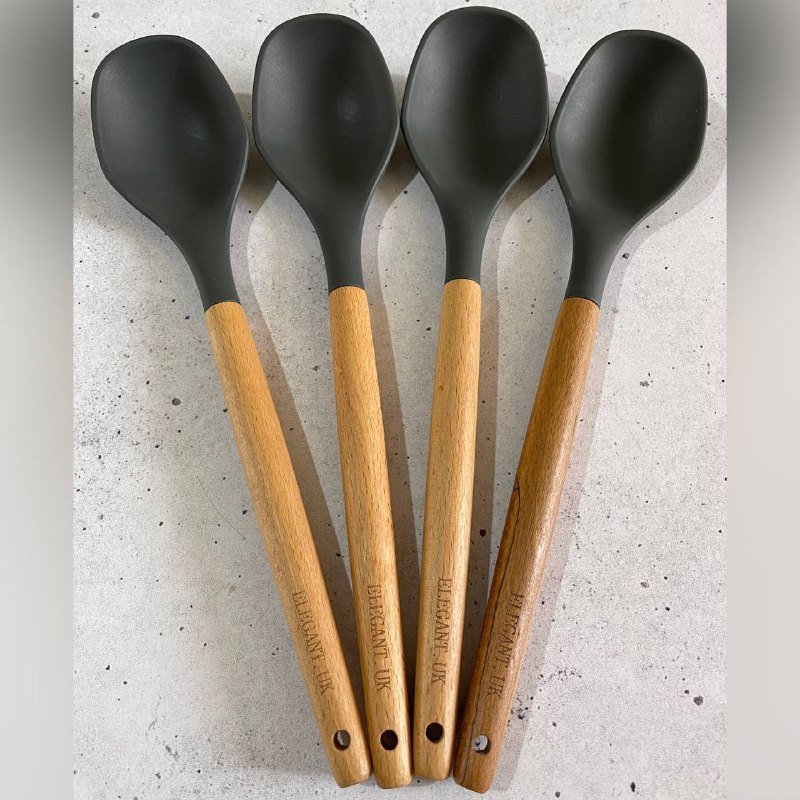 قاشق سیلیکونی دسته چوبی الگانت ( 34 سانتی )

