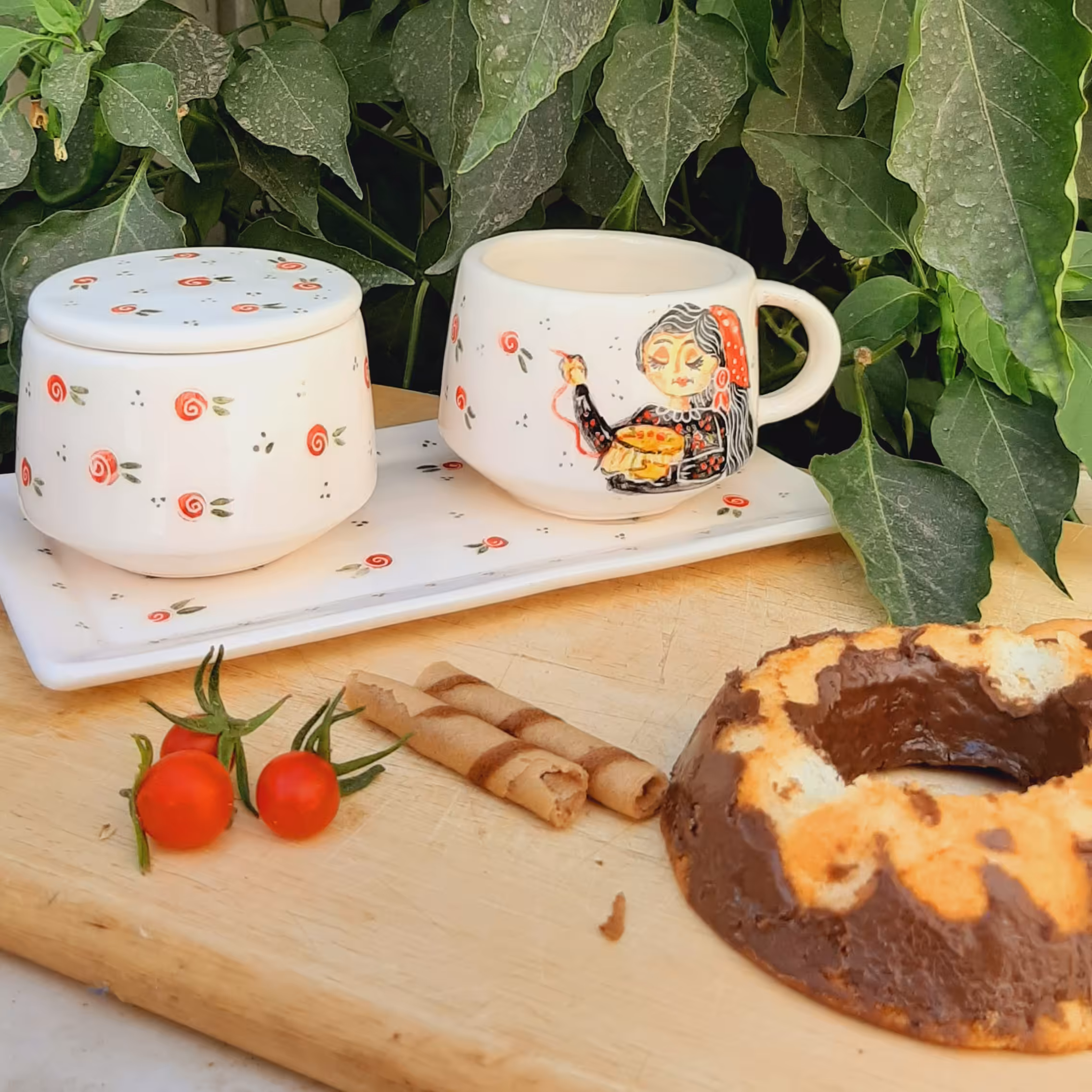 ست تک نفره گلدوز سرامیکی 