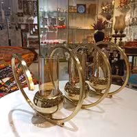 شمعدانی شمعدانی سه شعله شمعدانی فلزی شمعدانی طلایی کد2