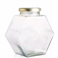 جار شیشه ای لانه زنبوری کندو مخصوص  عسل 350 سی سی