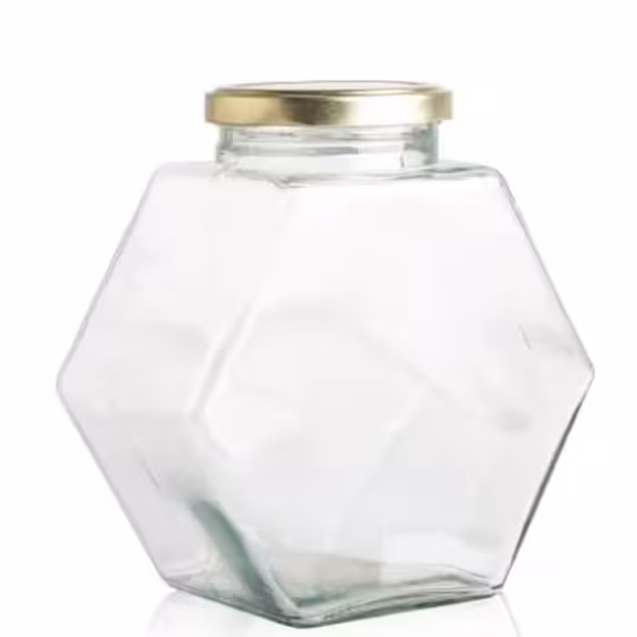 جار شیشه ای لانه زنبوری کندو مخصوص  عسل 350 سی سی