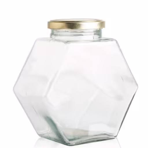 جار شیشه ای لانه زنبوری کندو مخصوص  عسل 350 سی سی