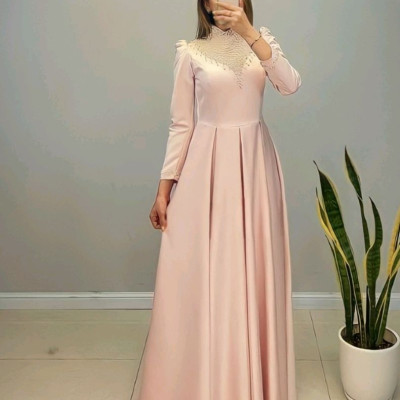 پیراهن شب زنانه ساتن مدل پیراهن ماکسی مجلسی مدل مروارید