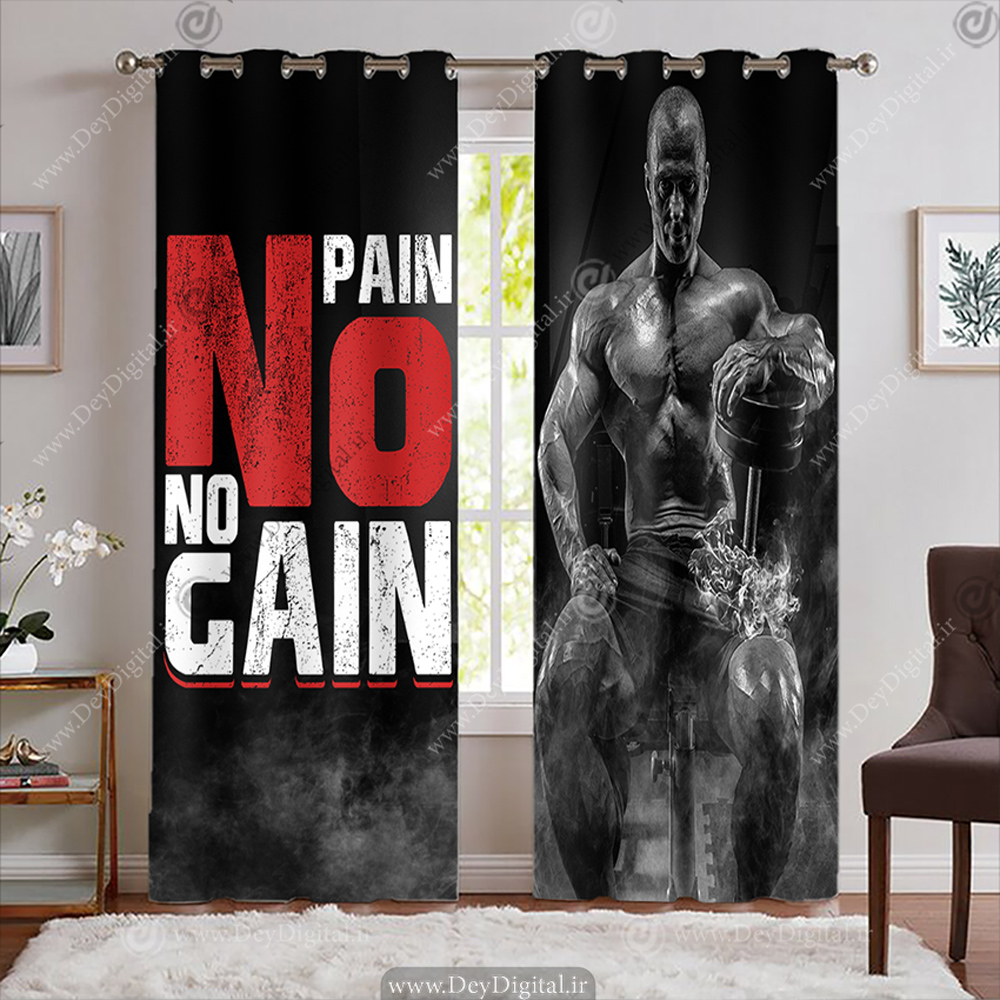 پرده پانچی آماده باشگاه بدنسازی عنوان بدون درد دستاوردی حاصل نمیشود BA-7620-s