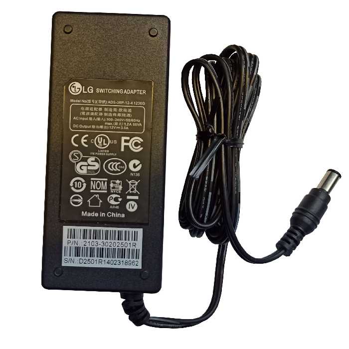 آداپتور مانیتور LG (ال جی) 12 ولت 3 آمپر با کابل برق