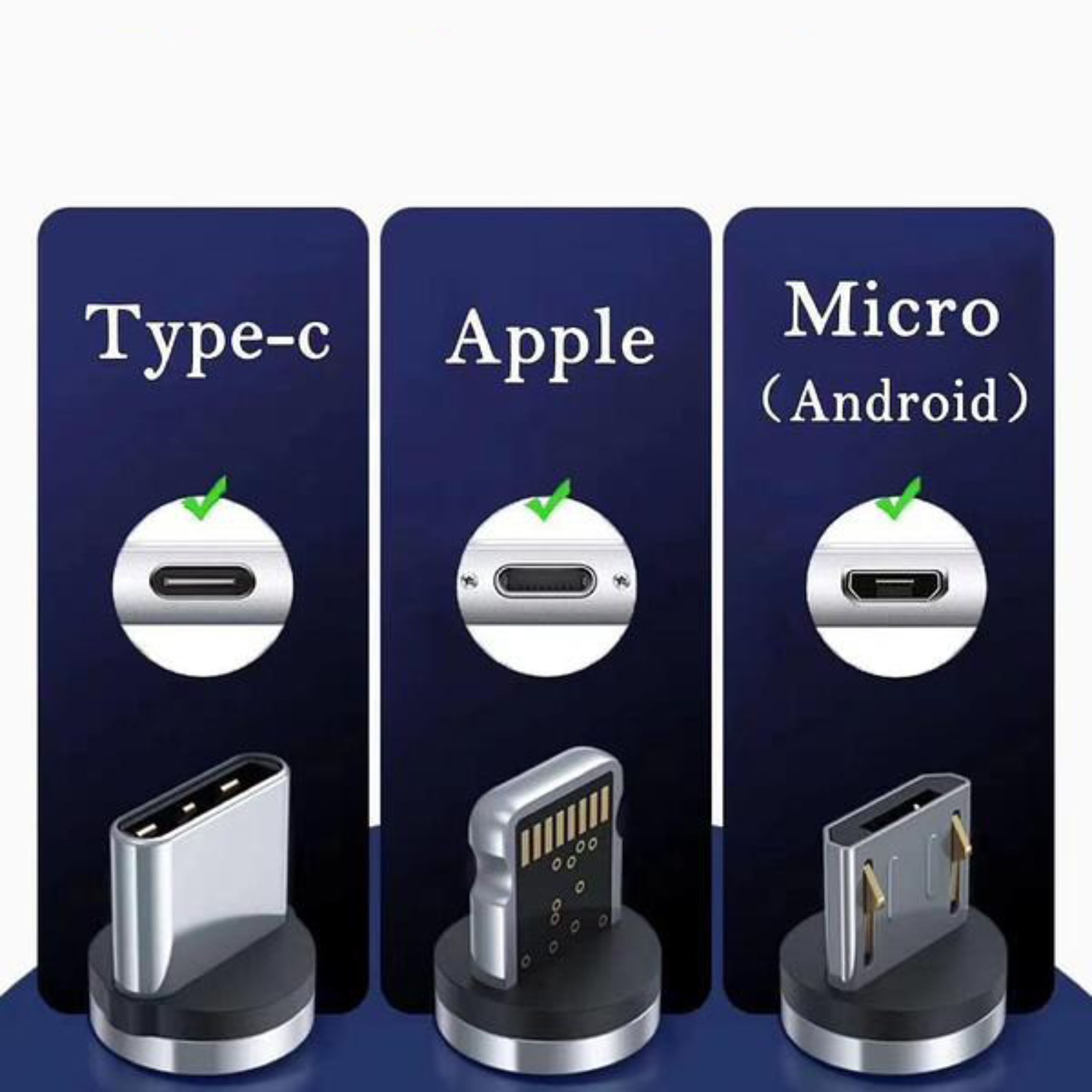 کابل سه کاره  میکرو تایپ سی و ایفونی مغناطیسی USBدنمن مدل D09E طول 1 متر