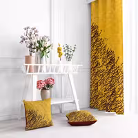 پرده مخمل  135x300 طرح  کالیگرافی خردلی  آرت مان