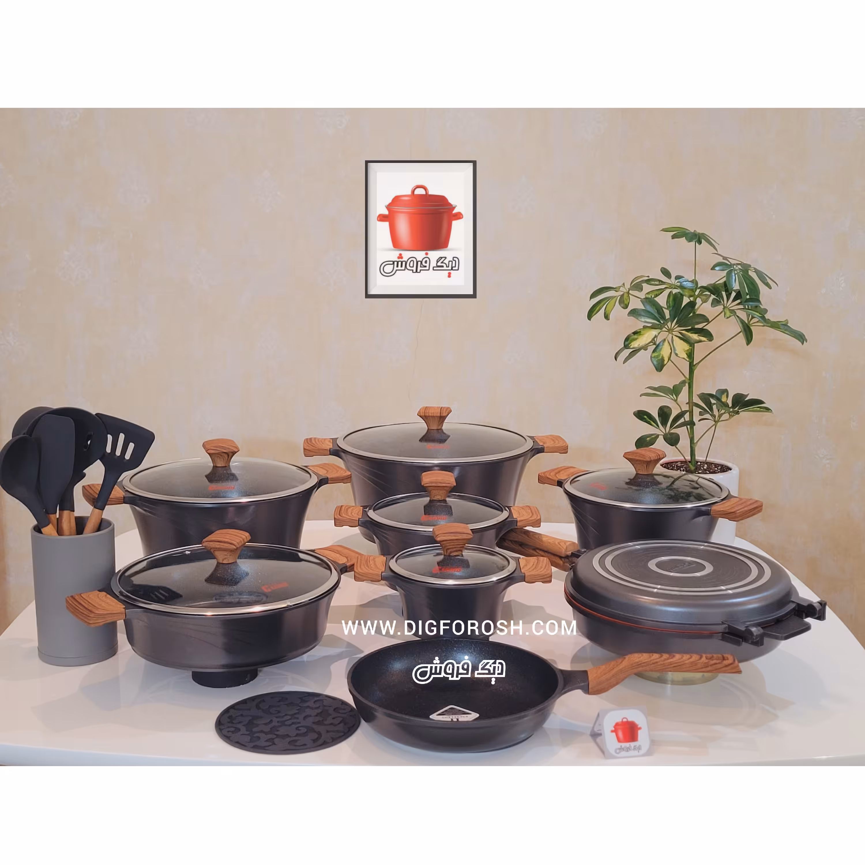 سرویس قابلمه23پارچه چدن تیتانیوم کاندید درچند رنگ جذاب باضمانت و آماده ارسال