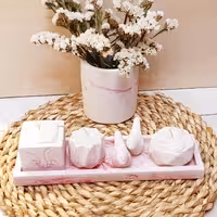 ست جاشمعی 4عددی مینیاتوری وگلدان دستساز گالری رزسیاه 