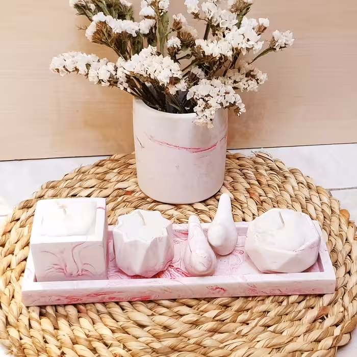 ست جاشمعی 4عددی مینیاتوری وگلدان دستساز گالری رزسیاه 