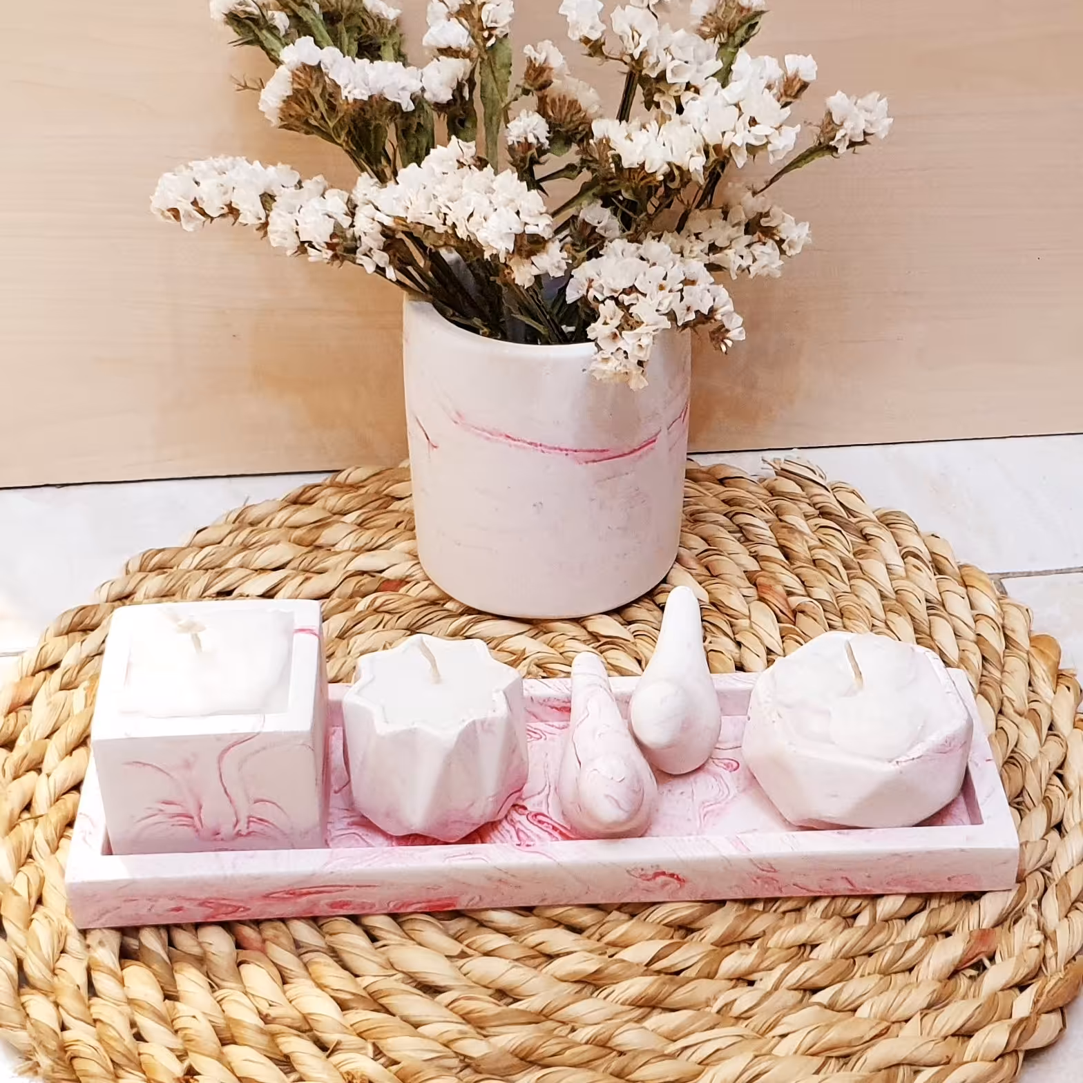 ست جاشمعی 4عددی مینیاتوری وگلدان دستساز گالری رزسیاه 