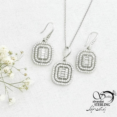 نیمست جواهری طرح مربع نقره ایتالیا کد 15460