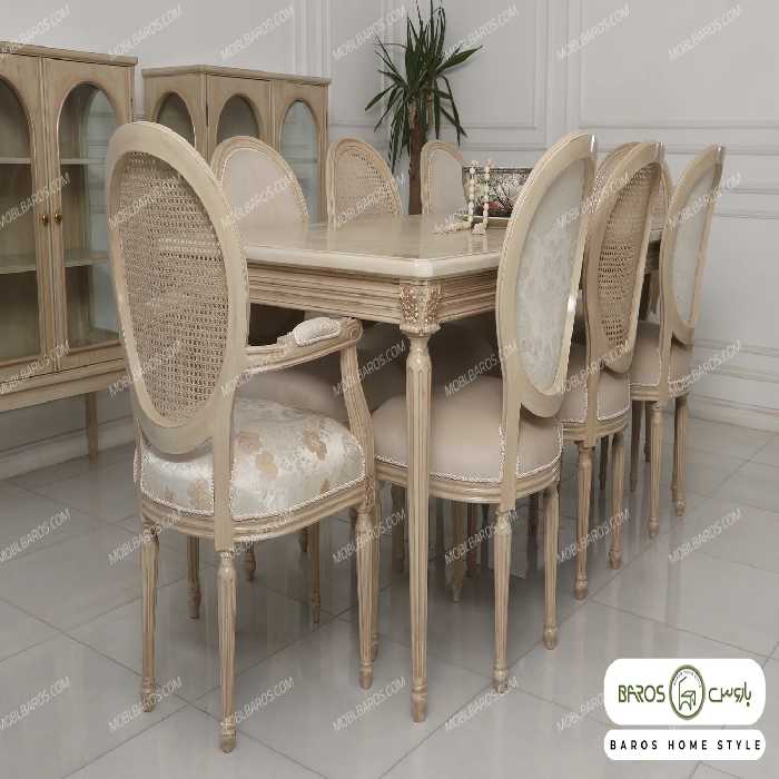 میز ناهار خوری چوبی کلاسیک کاجی آناشید