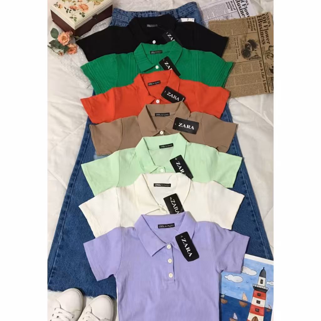 تیشرت کراپ ZARA  کبریتی جلو دکمه دار ، وارداتی . سایز 34 تا 42 .7 رنگ جذاب . نخ پنبه لطیف . لطفا موجودی بگیرین 