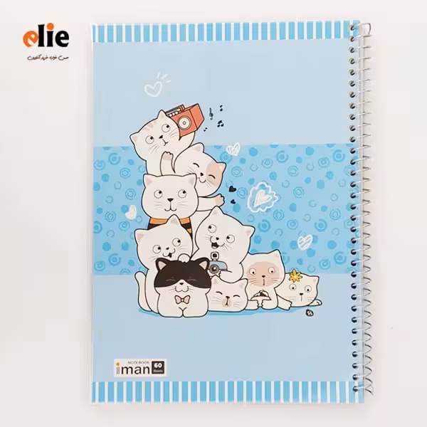 دفتر سیمی 60 برگ ایمان جلد طلقی طرح Happy cat