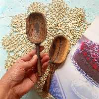 قاشق آجیل خوری چوبی دستساز بارلی مدل (1عددی)  سلنا چوب گردو 17 سانتی 