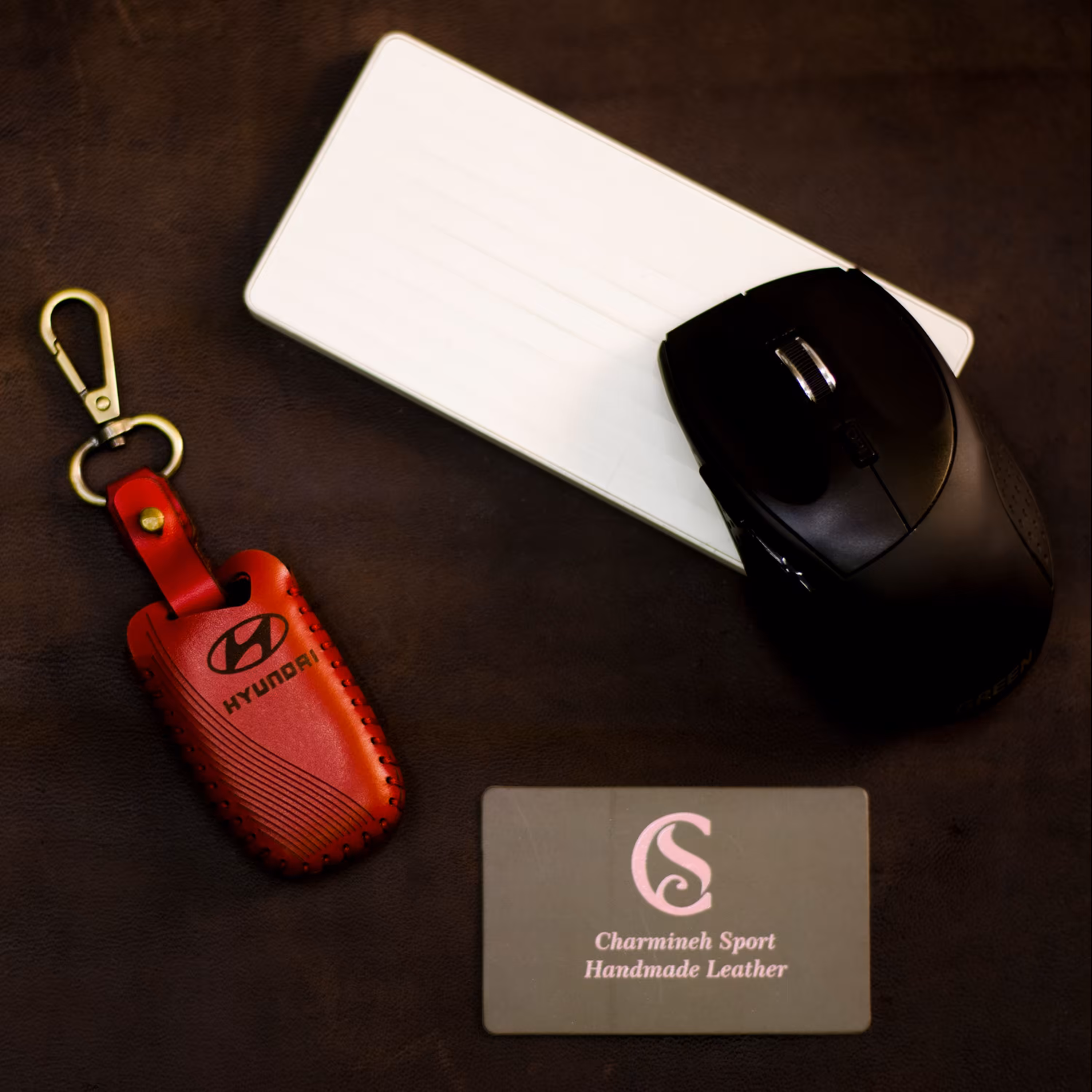 جاسوییچی چرم طبیعی گاوی قرمز مناسب هیوندا سانتافه