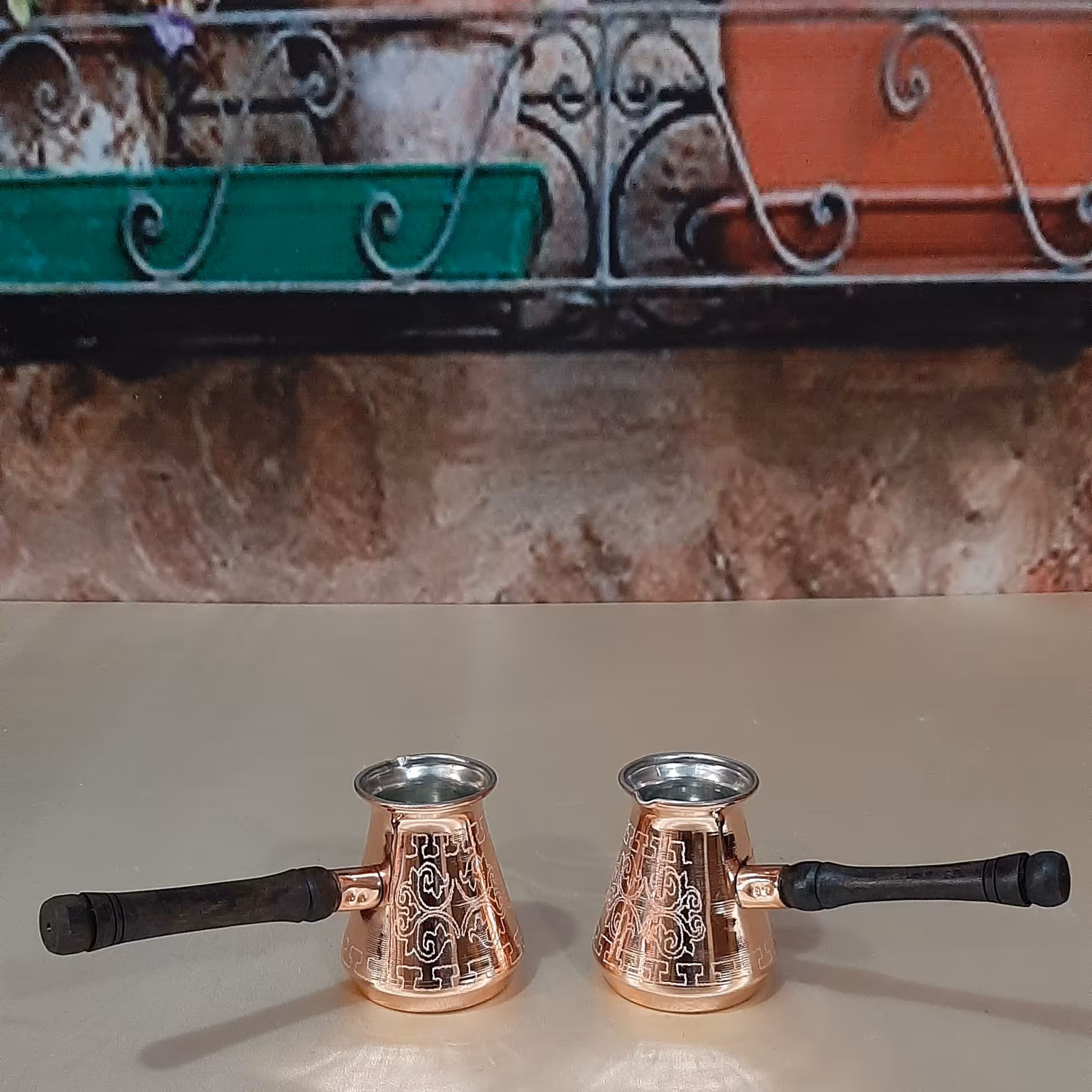  قهوه جوش مسی طرح دار 2