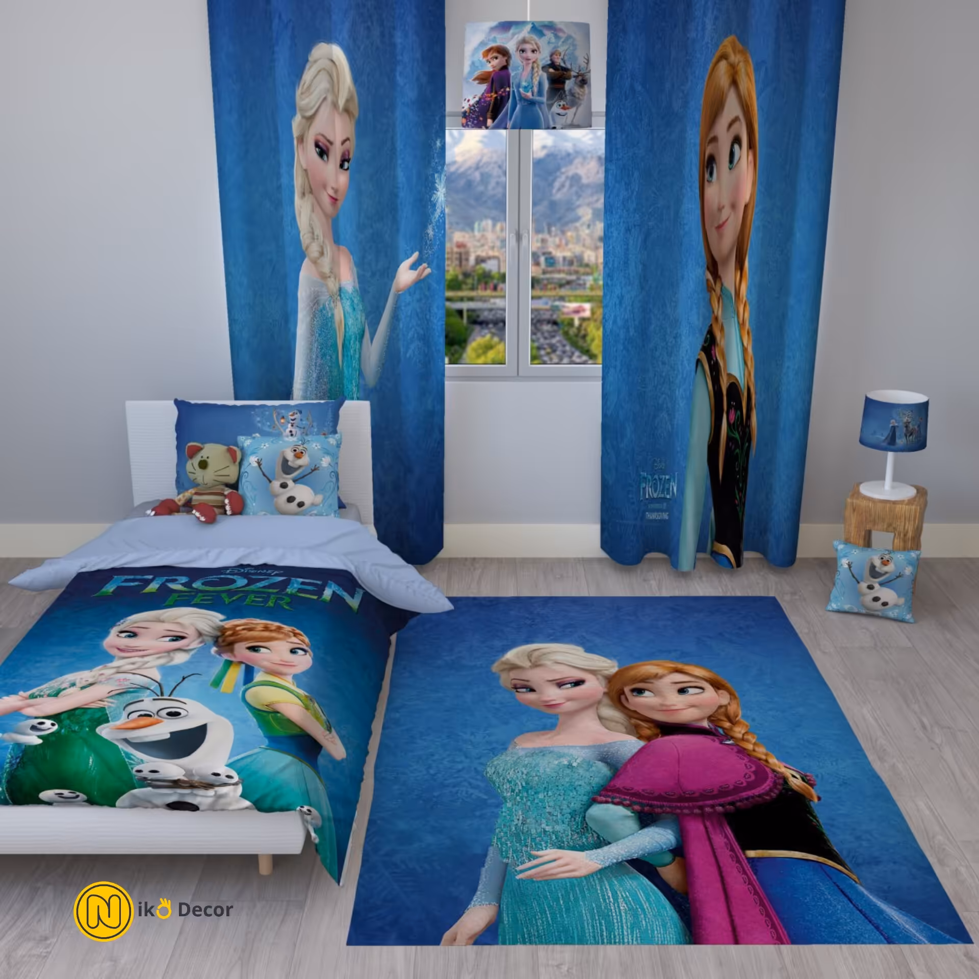 ست پنج تکه اتاق خواب فرش پرده روتختی لوستر ساعت کودک و نوجوان