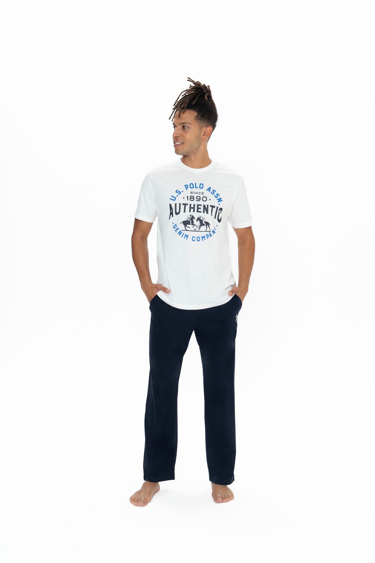 ست پیژامه مردانه مجموعه لباس خواب یقه گرد USPA U.S. Polo Assn.