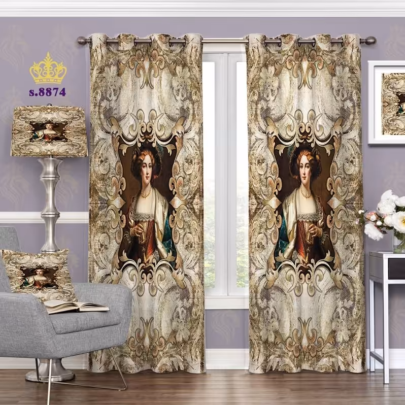 پرده پذیرایی دو قواره طرح ایتالیایی کد S8874