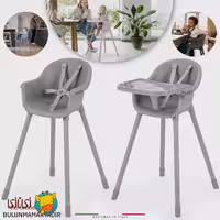 صندلی غذاخوری کودک 2کاره اله‌اله مدل Sorte رنگ طوسی