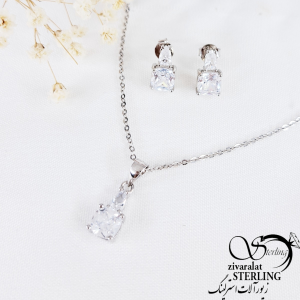 نیمست نقره نگین مربع ساخت ایتالیا کد 10602