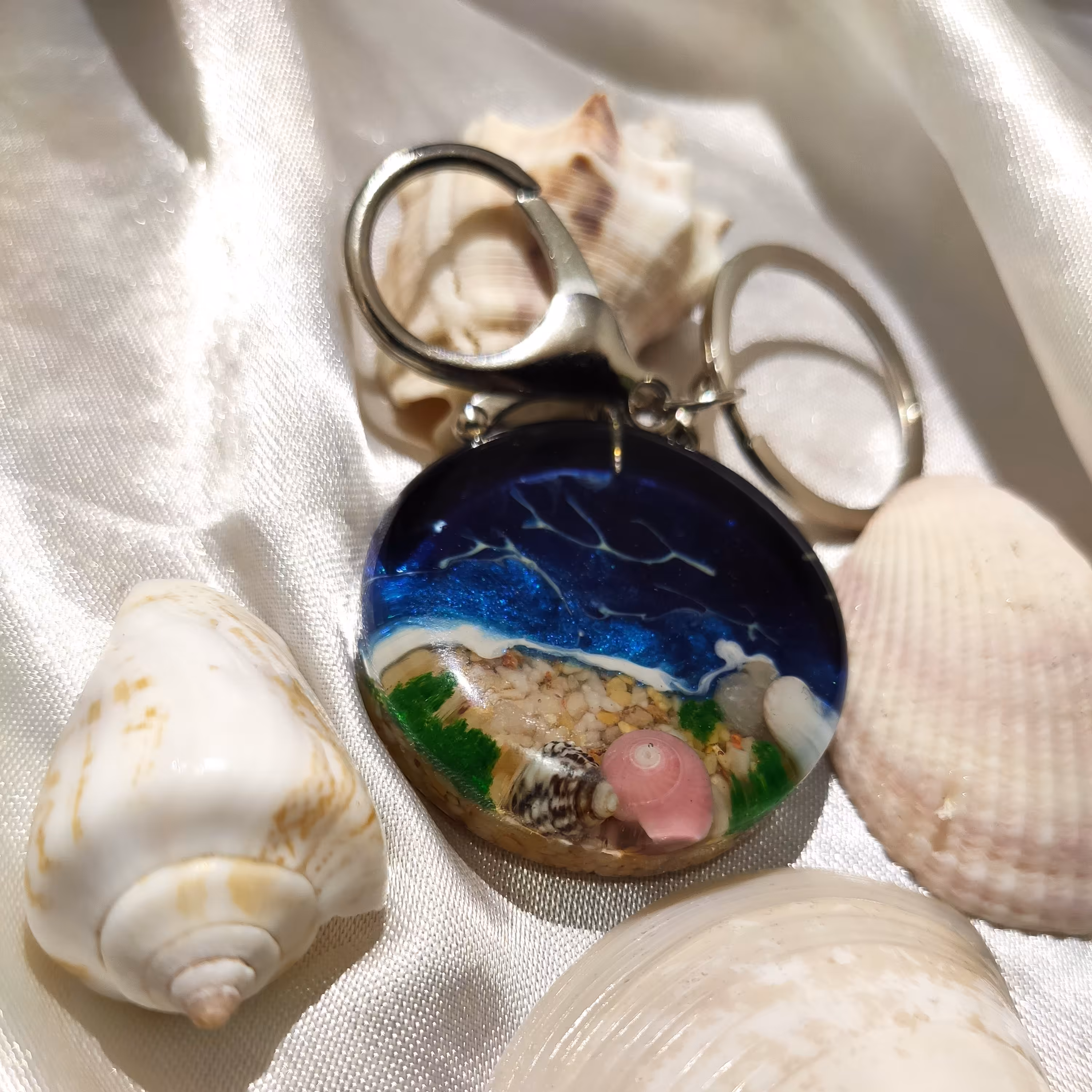 جا کلیدی طرح دریا و ساحل رزینی با صدفهای طبیعی