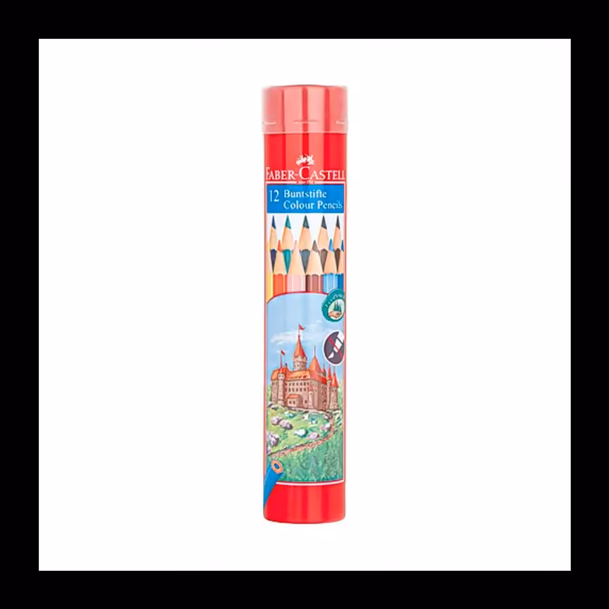 مداد رنگی 12 رنگ استوانه فلزی فابر کاستل