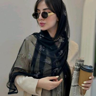 شال توری نگین پاپیونی