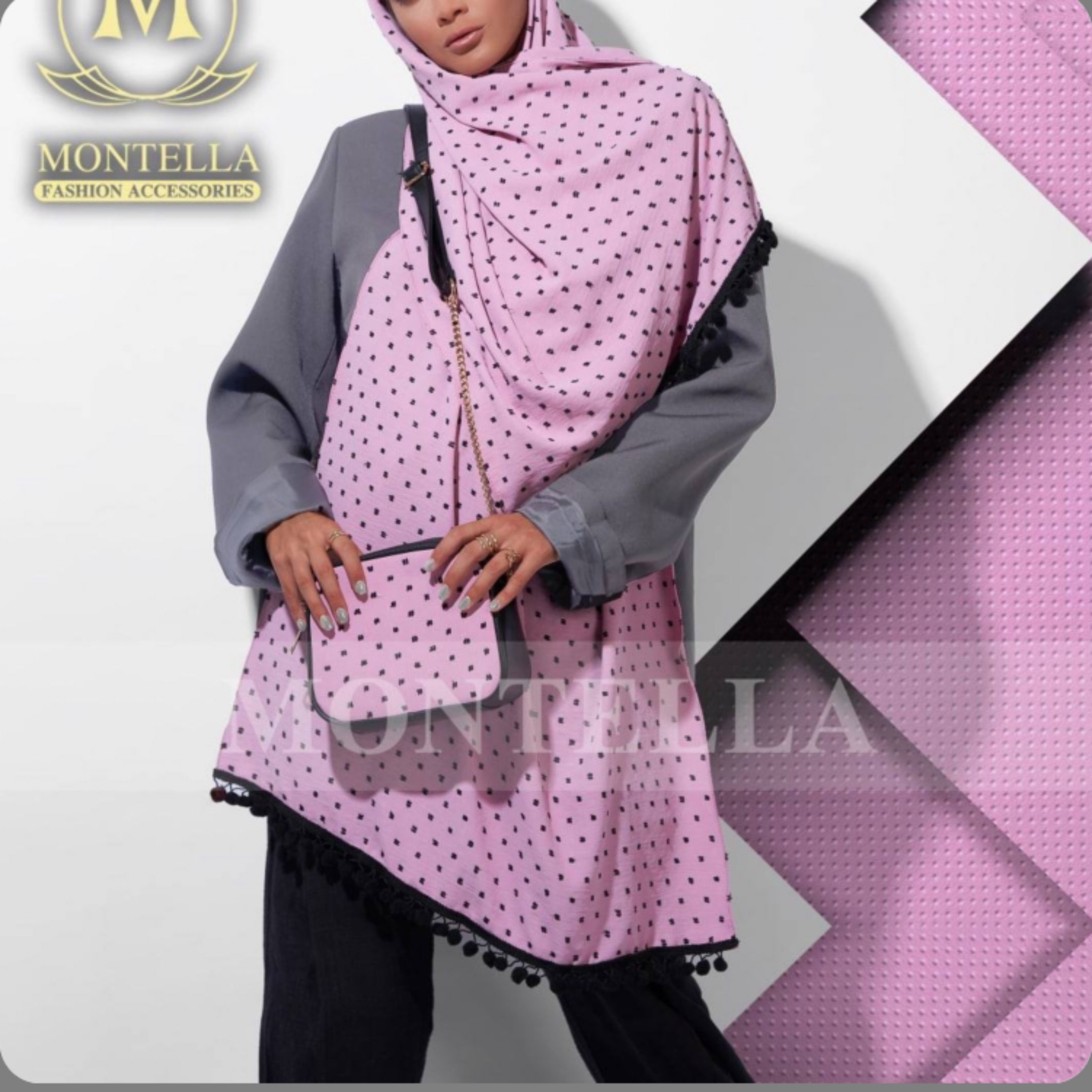 ست کیف و شال اشکی صورتی برند مونتلا- ارسال رایگان به سراسر کشور