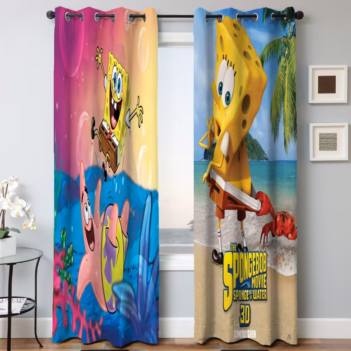 پرده اتاق خواب کودکانه طرح انیمیشن باب اسفنجی متنوع زیبا و جذاب