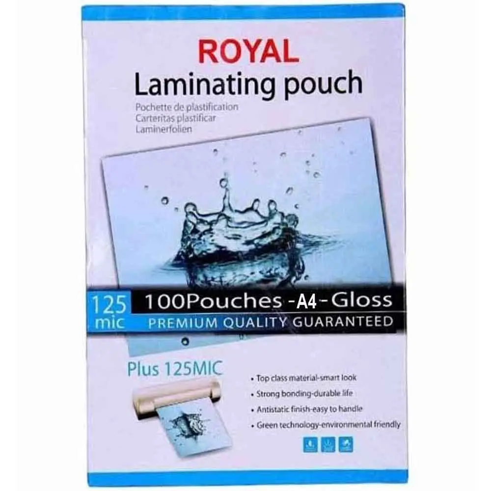 خرید طلق پرس A4 براق 125 میکرون خارجی (ROYAL،HF،AX) بسته 100 عددی