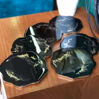 ست 6 تایی زیرلیوانی تمام رزین با قطر 13