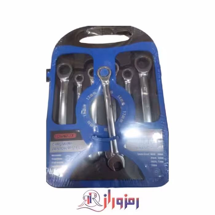 ست آچار 7 عددی یک سر رینگی و یک سر تخت مدل جغجغه ای  سمت تولز