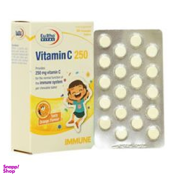 قرص جویدنی ویتامین سی 250 (VITAMIN C 250) یوروویتال بسته 60 عددی