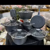 سرویس قابلمه22 پارچه  چدن گرانیت برند هافنر رنگ طوسی 