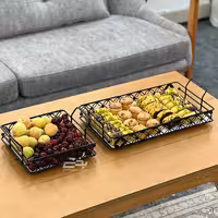 سینی فلزی مشکی طرح گل سایز 23