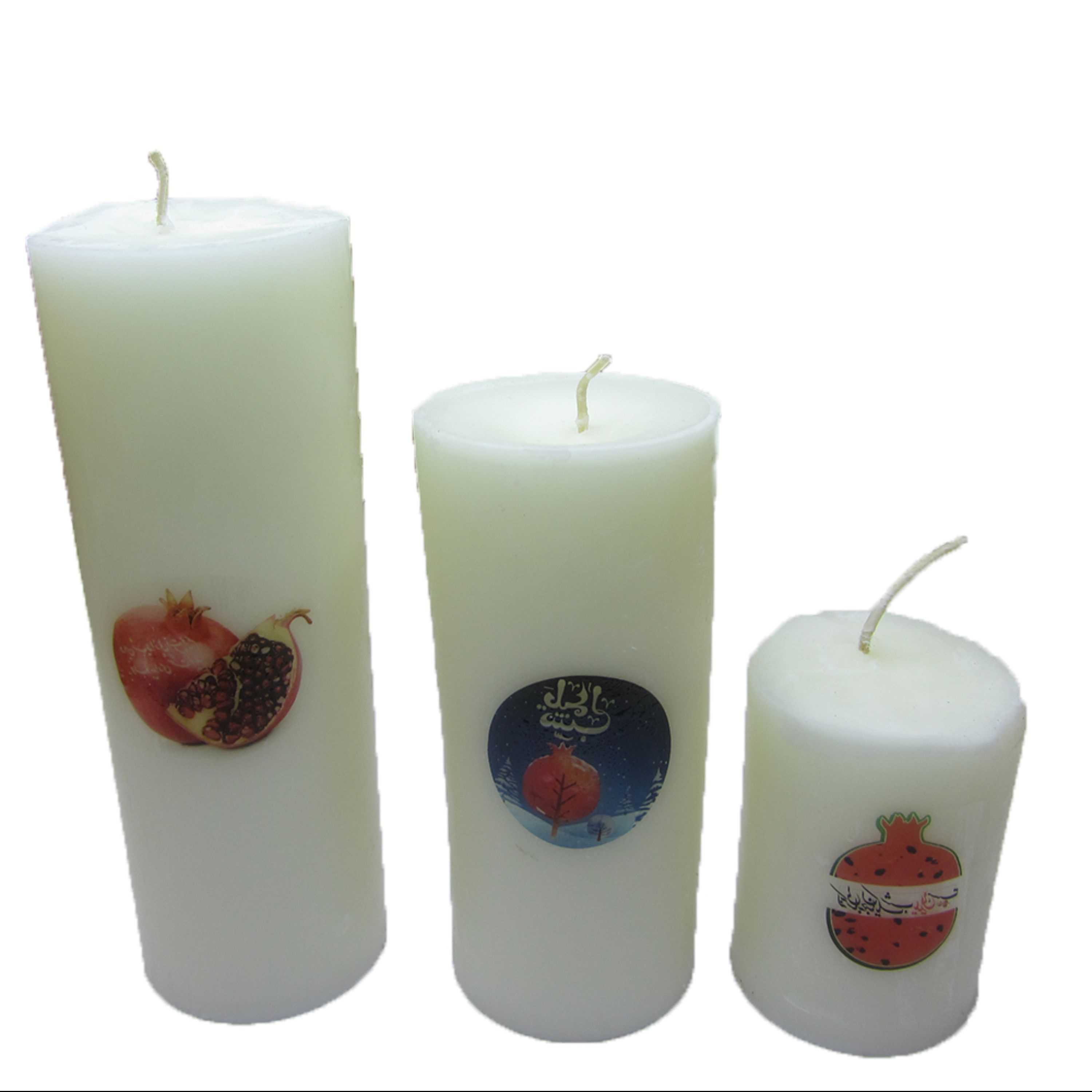 شمع دست ساز مدل یلدا مجموعه 3 عددی استوانه ای قطر 10 سانت