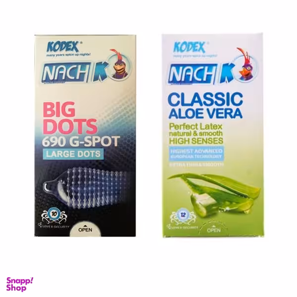 کاندوم ناچ کدکس مدل Big Dots بسته 12 عددی به همراه کاندوم مدل Classic Aloe Vera بسته 12 عددی