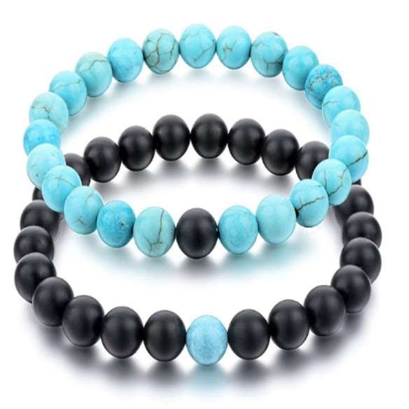 دستبندهای مردانه و زنانه با سنگ اونیکس و فیروزه