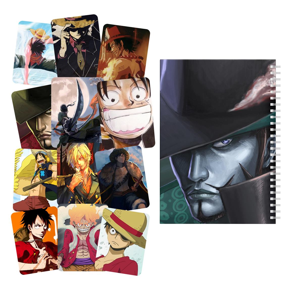 دفتر مشق باژیکان طرح One Piece کد 20213829 به همراه استیکر لپ تاپ مجموعه 13 عددی