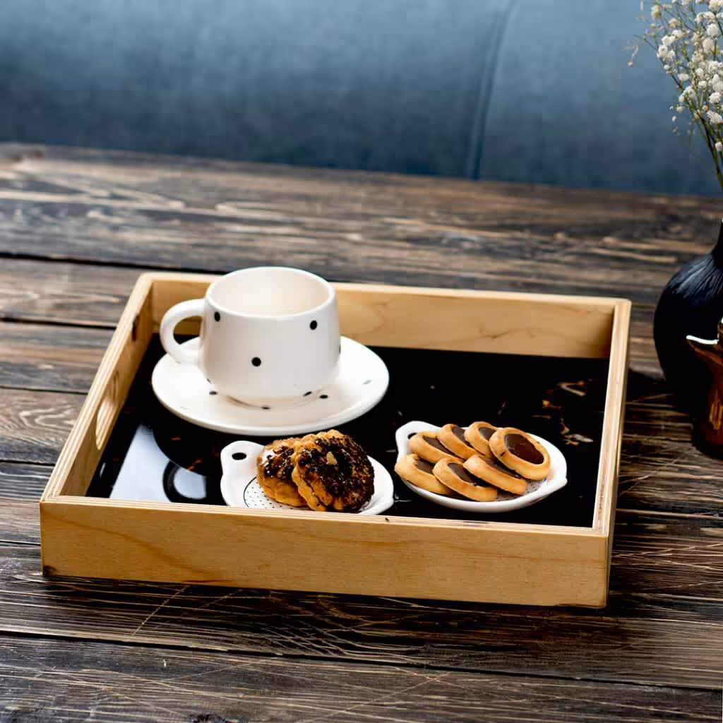 سینی چوبی مربع ماربل 
