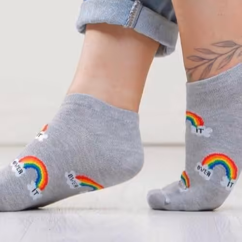 جوراب مچی رنگین کمان(طوسی)