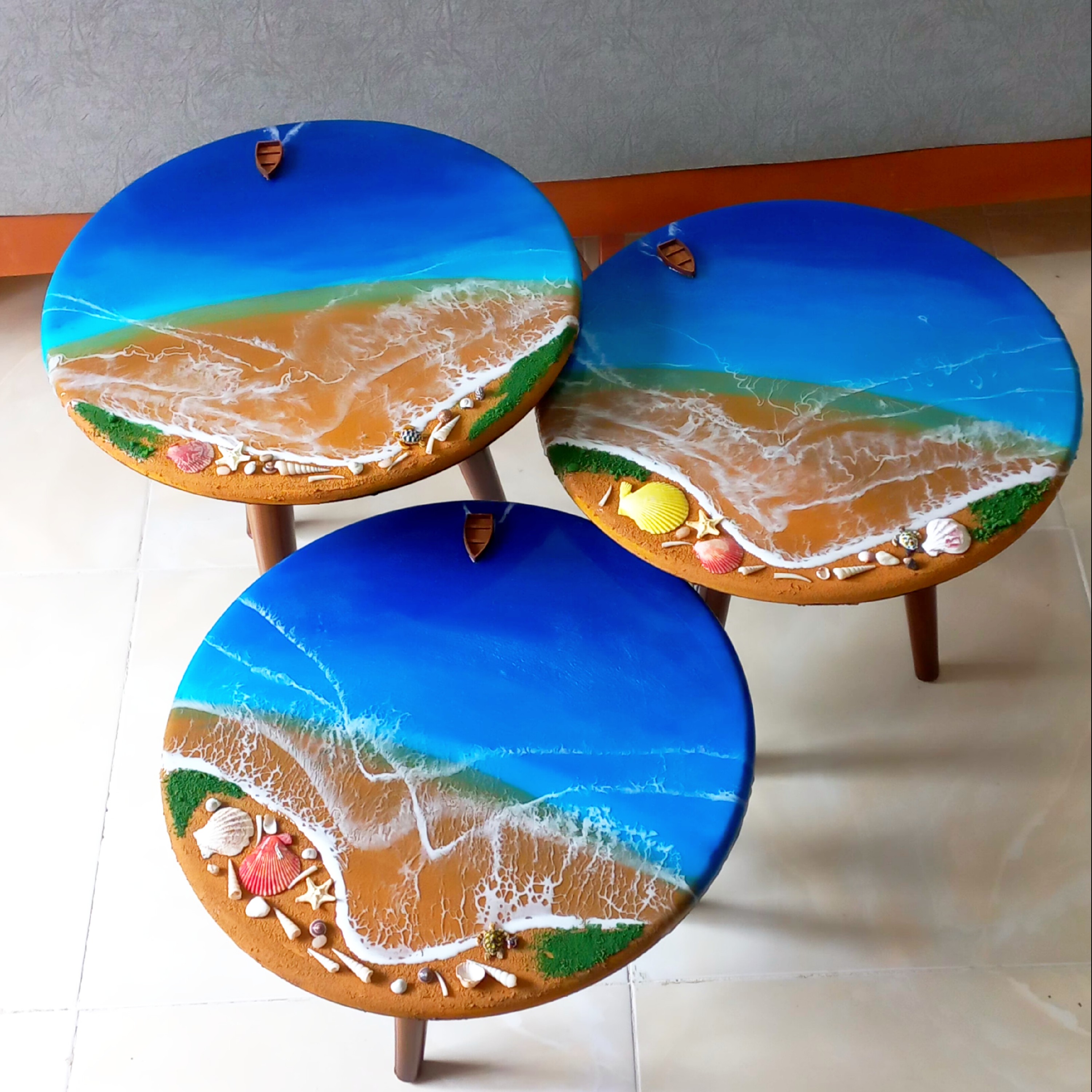 میز عسلی طرح دریای سه بعدی رزینی (پس کرایه)